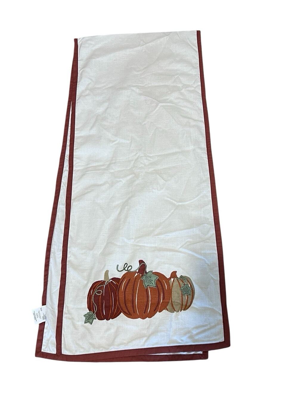 Classic Pumpkin Table Runner Woven Cotton Fall Harvest Thanksgiving 18x90